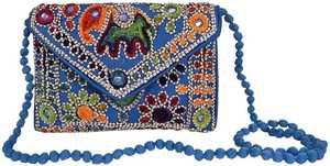 Bolso bordado de estilo bohemio de nuevo diseño para mujer con adornos de cadena de botones de perlas cierre de cremallera acentos florales para fiestas - Product Image 3