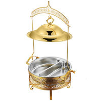 Chauffe-Plats de Luxe Doré – Ensemble de Plats de Présentation pour Banquet, Réchauds de Buffet en Acier Inoxydable, Plats de Présentation Ronds sur Pied