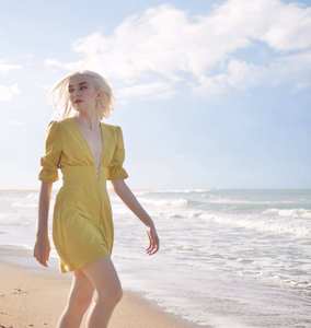 Women's Organic <b>Cotton</b> <b>Linen</b> Sundress with Short Sleeves Soft and Airy <b>Fabric</b> for Relaxed Fit Timeless Style Natural Waistline - Product Image 6