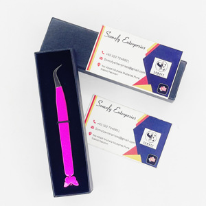 Pinzas de pestañas de volumen de acero inoxidable curvo Sami mejor valoradas Aislamiento de mariposa de punta de fibra para extensiones de pestañas sostenibles - Product Image 6