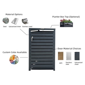 Ngoài trời bin tổ chức Thùng rác có thể Tủ gấp nắp kim loại chất thải bin hộp lưu trữ Wheelie bin đổ rác tái chế có thể nhà - Product Image 2