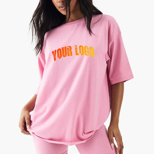 Venta al por mayor de diseño personalizado pesado algodón Jersey camiseta de mujer 280 GSM Oversized DTF impreso logotipo para el verano - Product Image 1