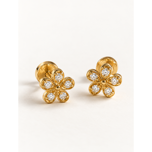Boucles d'oreilles en or 14 carats avec diamant taille princesse et perle pour mariage et fiançailles - Product Image 1