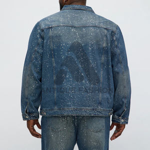 แจ็กเก็ตยีนส์มีฮู้ดสำหรับผู้ชายเสื้อแจ็คเก็ตยีนส์มีฮู้ดสำหรับผู้ชายเสื้อแจ็คเก็ตผ้ายีนส์มีฮู้ดติดเพชรเม็ดหนักงานออกแบบได้ตามต้องการ - Product Image 4