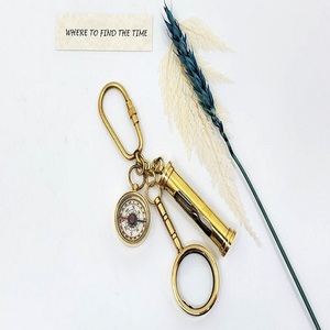 ห่วงโซ่กุญแจทองเหลืองทะเลเข็มทิศทองเหลืองแว่นขยายนาฬิกาทรายจับเวลาของขวัญโลหะทองเหลืองแข็ง - Product Image 1