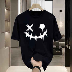 T-shirts décontractés respirants pour hommes en polyester/coton tricoté, imprimés à l'avant et à l'arrière, vente en gros pour l'été - Product Image 5