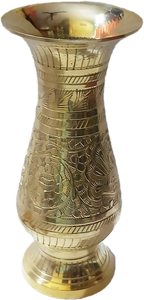 แจกันดอกไม้ทองเหลืองพร้อมลวดลายบิดรี นักกัชิ แจกันดอกไม้ชุบทองเหลืองโบราณ - Product Image 5