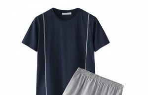 Hot Selling Mens Casual Summer Short Sets 100%Cotton Breathable Solid Color Two Tone <b>White</b> Lined <b>Tshirt</b> Elastic Waist Side - Product Image 3