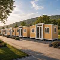 Maison conteneur extensible de 20 pieds à grain de bois, préfabriquée, petite maison modulaire, villa de vacances