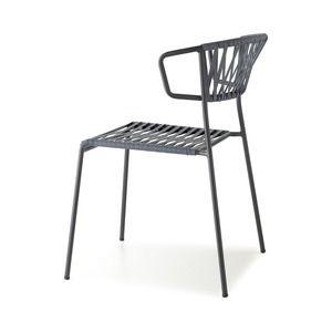 Outdoor Metal Frame <b>Stackable</b> Armchair with PVC Strap Seat - Product Image 1