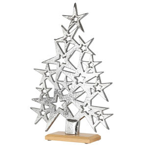 Modern Black Metal Star <b>Christmas</b> Decoration Sculpture On Wooden Base Stylish Festive Decoration Tabletop Home Decor Sculpture - Product Image 5