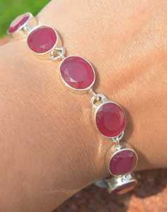 Red Ruby Gemstone 925 <b>Sterling</b> <b>Silver</b> Adjustable Tennis <b>Bracelet</b> 18K Gold Plated GIA Certified Handmade Luxury Jewelry for Women - Product Image 3