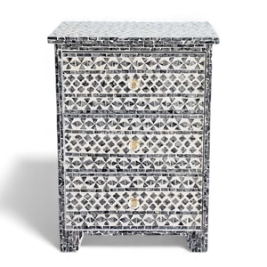 Armoire de rangement moderne en nacre faite à la main avec incrustations de coquillages sophistiquées, meubles pour salon - Product Image 1