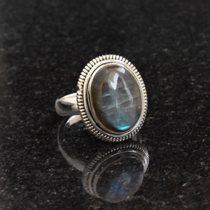 Best Selling 925 Sterling Silver Jewelry New Arrival Classic Design Natural Labradorite Gemstone <b>Ring</b> For Gift - Product Image 3