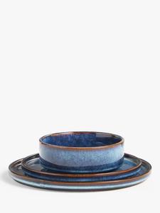 Service d'assiettes en céramique bleu roi, finition émail réactif, bord épais, choix durable pour les espaces repas modernes - Product Image 4