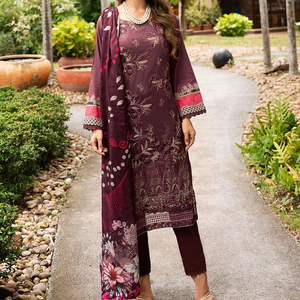 Collection Été 2025 : Nouveaux Salwar Kameez en Lawn pour Femmes, Motif Uni avec Diamants, Style Pakistanais, Vêtements Desi - Product Image 1