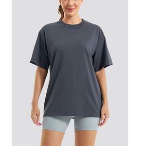 Camiseta de manga corta con botones informal para mujer, lisa, de algodón con cuello redondo, ajustada en blanco - Product Image 1