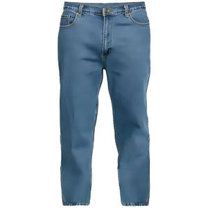 กางเกงผ้าเดนิมเอวสูงสำหรับผู้ชาย, กางเกงยีนส์ขาตรงผ้าฝ้าย100% ธุรกิจลำลองผ้าถักคุณภาพสูงไซส์ใหญ่พิเศษน้ำยาปรับผ้านุ่มสไตล์ใหม่ - Product Image 1