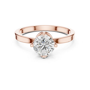 Bague solitaire en or jaune 14 carats avec diamant rond de laboratoire |   Bague en diamant pour tous les jours |   Nouveau diamant cultivé - Product Image 3