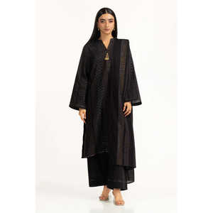 ชุดสูทผ้าซาตินสีดำปักลายแจ็คการ์ดสำหรับผู้หญิง พร้อมตกแต่งกระดุม - Product Image 2