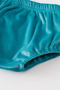 Elegante Terciopelo Azul girasoles bordado lavable 100% poliéster vestido de bebé conjunto de manga larga Top pantalones a juego para bebé - Product Image 5