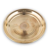 Plateau de Puja en laiton fait main, doré, 8 pouces
