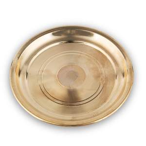 Plateau de Puja en laiton fait main, doré, 8 pouces - Product Image 3