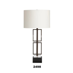 Crystal & Black Open <b>Metal</b> Frame Design Table <b>Lamp</b> With Drum White <b>Shade</b> <b>for</b> Home Living Room & Bed Room - Product Image 1