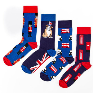 Conjunto de algodón con tema divertido de Londres para hombres y mujeres |   Diseños de Cabina Telefónica con Forma de Autobús Bulldog de la Guardia Británica |   Transpirable, Disponible ODM - Product Image 1