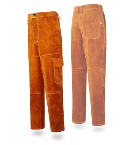 Pantalones de soldadura de cuero para hombre con pierna dividida y bolsillos Pantalones de soldadura de herramientas prácticas - Product Image 5