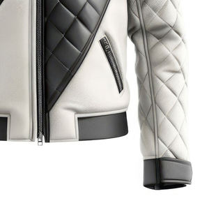 High Quality Sven Black Genuine Leather <b>Bomber</b> <b>Jacket</b> Stand Collar Pattern Breathable <b>Varsity</b> Denim Customizable Wholesale - Product Image 4