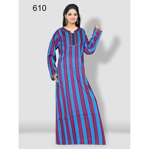 Summer Maxi Dress for Women 100% Cotton Casual V-Neck Beachwear Moroccan Style <b>Plus</b> <b>Size</b> Caftan Traditional Muslim - Product Image 2