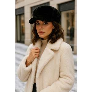 Black Thick Faux Fur Winter <b>Hat</b> Warm <b>Fluffy</b> Texture Accessory SPK1128 - Black - Product Image 1