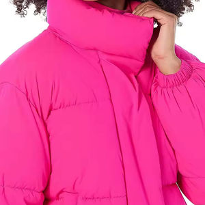 Chaqueta de Invierno Extragrande para Mujer Estilo Americano con Relleno de Algodón, Chaqueta Corta Acolchada para Exteriores con Cuello en Contraste - Product Image 5