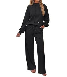 OEM Costume de jogging décontracté léger d'hiver avec logo personnalisé Sweat court à capuche vierge Survêtement deux pièces pour femmes Ensemble de jogging - Product Image 3