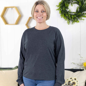 Lightweight Custom <b>Ladies</b> <b>Long</b> Sleeve Premium Crew Neck <b>T</b>-<b>Shirt</b> - Product Image 4