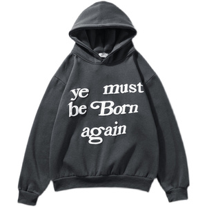 เสื้อสเวตเตอร์มีฮู้ดแบบสวมหัวหนาทำจากผ้าฝ้ายพิมพ์ลายพัฟสำหรับทั้งชายและหญิง - Product Image 5