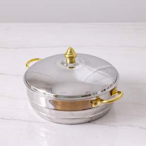 Luxury Gold Plated Stainless <b>Steel</b> Hot <b>Pot</b> Handles Insulated Non-Stick Durable Food Warmer Casserole Premium Table Serving <b>Pot</b> - Product Image 3