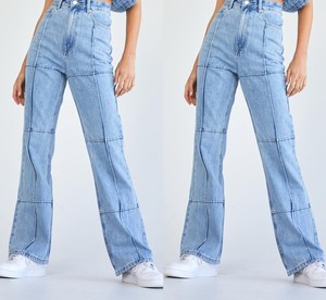 กางเกงยีนส์ขาบานเอวสูงมีซิปสำหรับผู้หญิงกางเกงยีนส์ขาบานแฟชั่นใหม่ลำลองเข้ารูปทรงสลิมฟิตผ้าคอตตอน - Product Image 5