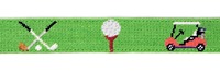 Venta al por mayor de cinturones de golf de lona con puntas de cuero bordado personalizado punto de aguja cinturón web hebilla de aleación de marca Golf Wear VN Factory