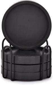 Posavasos negros de madera natural hechos a mano, diseño rústico, Conjunto elegante duradero para uso diario, alfombrillas y almohadillas para ocasiones especiales para el hogar - Product Image 2