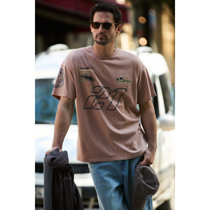 T-shirt classique pour homme GRIMELANGE SPIEZ en coton biologique 100% avec détails lavés et imprimés - Product Image 2