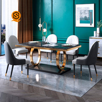 Ensemble table à manger rectangulaire de luxe avec 6 chaises Table à manger Table à manger en marbre pour la maison