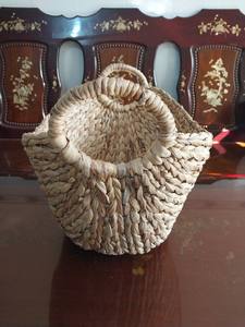 ตะกร้าผักตบชวาใส่น้ำอเนกประสงค์ทำมือ L80ถังเก็บอาหารและผลไม้สีธรรมชาติแบบใหม่ - Product Image 6