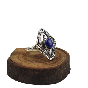 Bague en argent sterling 925 de style Boho avec pierres précieuses Lapis bijoux faits à la main pour les femmes cadeau de mariage ou tenue de fête pour les femmes - Product Image 1