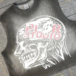 Trending Men's Custom Acid Washed Sleeve less Boxy Fit Tank Vintage DTG Print Oversized Cropped 100% Cotton Streetwear para hombres - Product Image 3