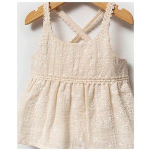 Conjunto de Dos Piezas Casual para Bebé Niña, Diseño Floral Beige, 100% Algodón Transpirable, Talla 12-18 Meses, Estilo Bohemio - Product Image 3