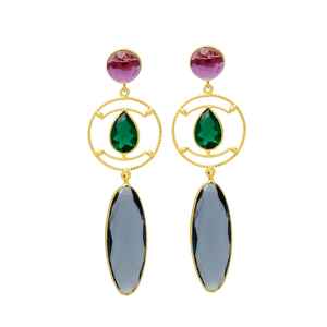 New Arrival Iolite Hydro and Emerald Hydro Gemstone Dangle Earring - Product Image 1