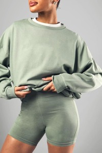 Conjunto de Sudadera y Pantalones Cortos Casuales para Mujer, por Encima de la Rodilla, con Acabado de Gamuza, Suave y Lujoso, de Dos Piezas, Transpirable - Product Image 2