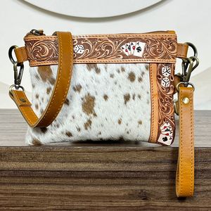 Sac à main en cuir de vachette véritable pour femmes, de luxe, à bandoulière unique, petit format, design carte, fermeture éclair, vente en gros - Product Image 3